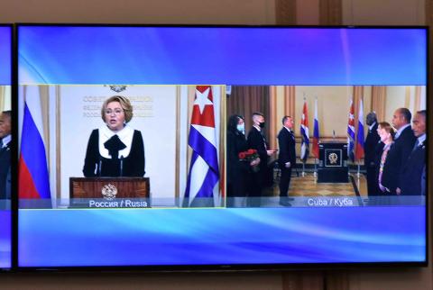 Esteban Lazo sostiene fructífero intercambio virtual con Valentina Matvienko, presidenta del Consejo de Federación de la Asamblea Federal de la Federación de Rusia