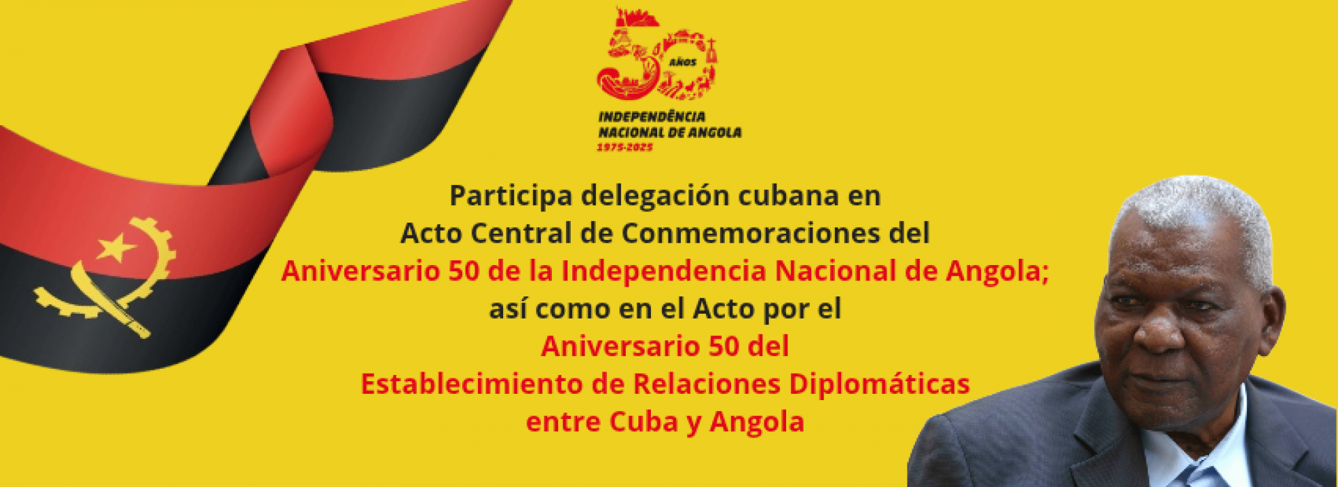 Participará Esteban Lazo en conmemoraciones del aniversario 50 de la independencia nacional de Angola 